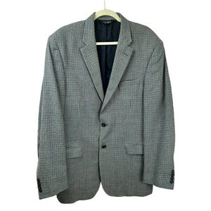 JoS A Bank Sportcoat, Jacket, 42 L, Traveler's Tailor Fit, Check Plaid Gray Blue